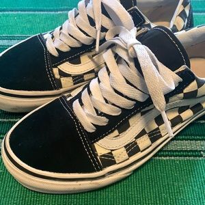 Black & white checkerboard old skool vans